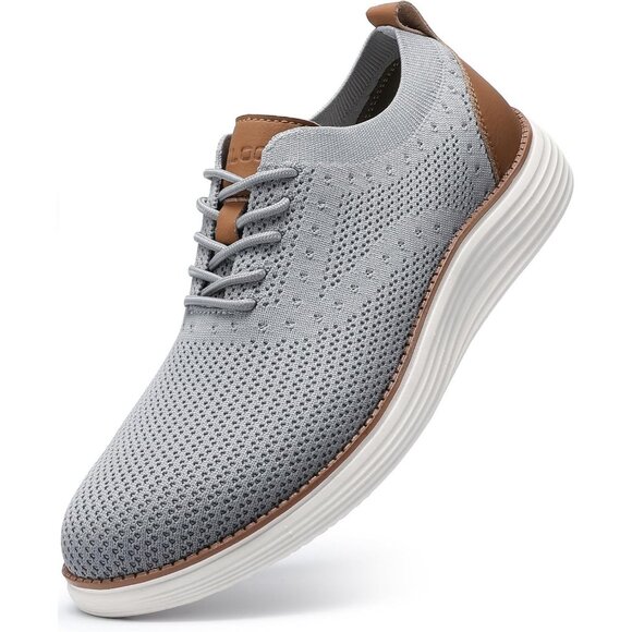⚡Men Light Grey Oxford Business Mesh Breathable Tennis Comfortable Walking Shoes - Picture 1 of 7